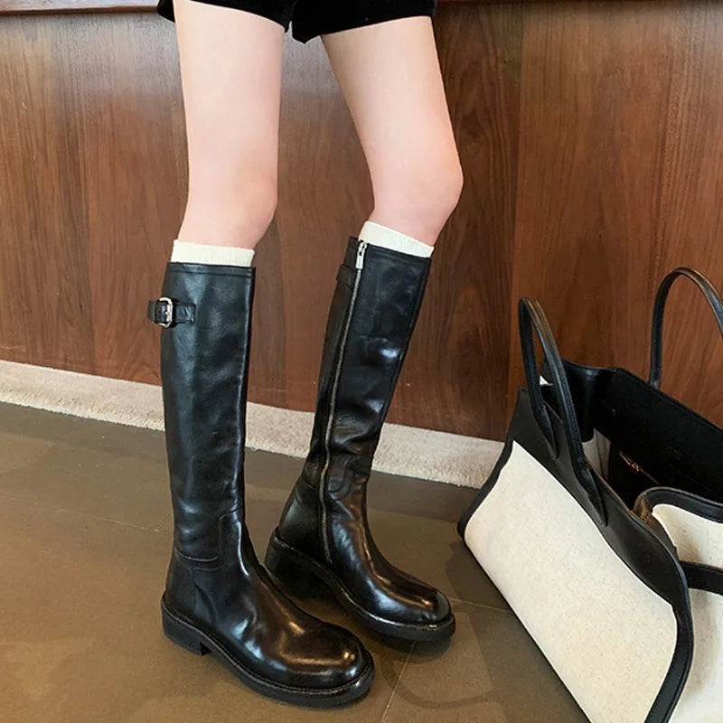Women's Retro Wedge Ankle Boots – Non-Slip Zip-Up Knight Boot