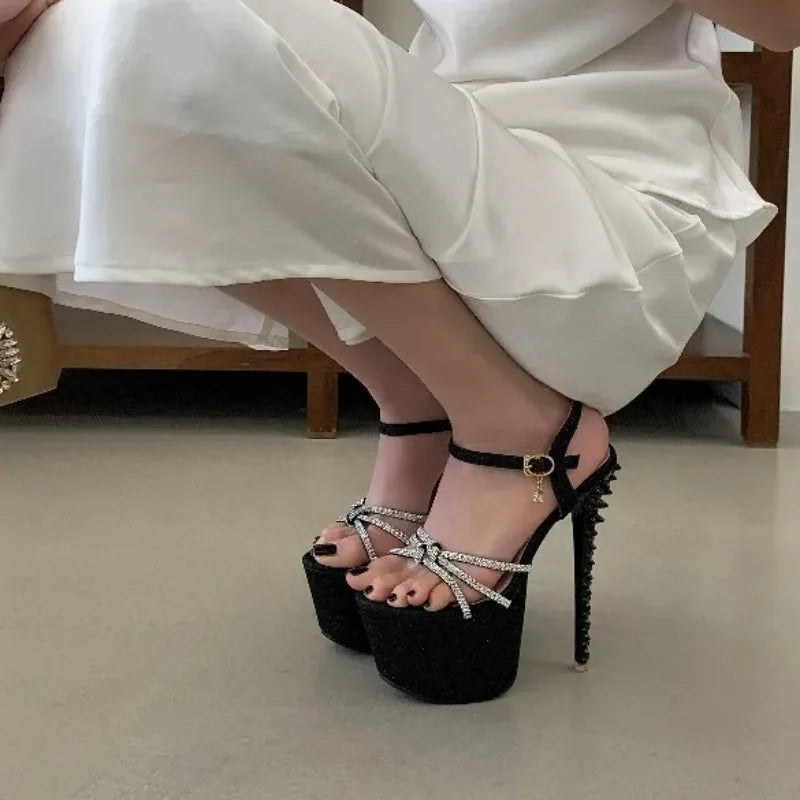 Women's Crystal Rivet High Heel Sandals – Party Pumps