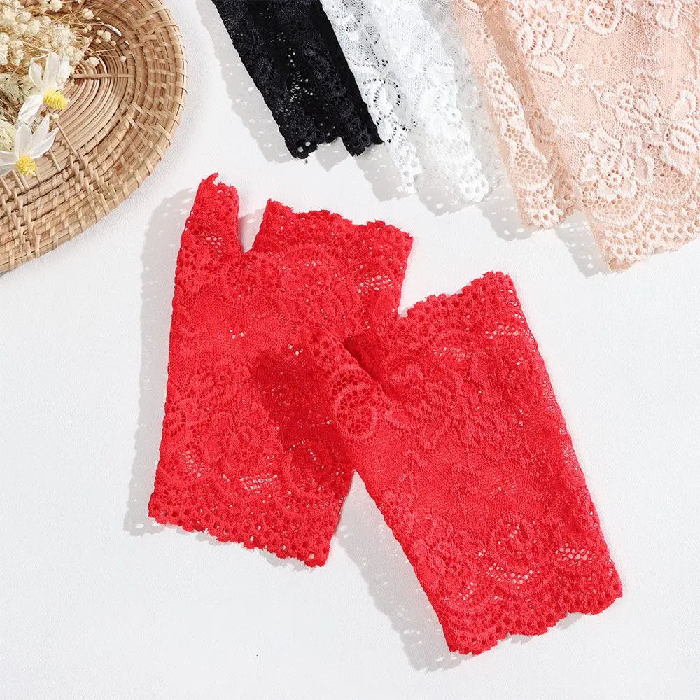 Women's Lace Fingerless Gloves – UV Sun Protection, Dance & Drive