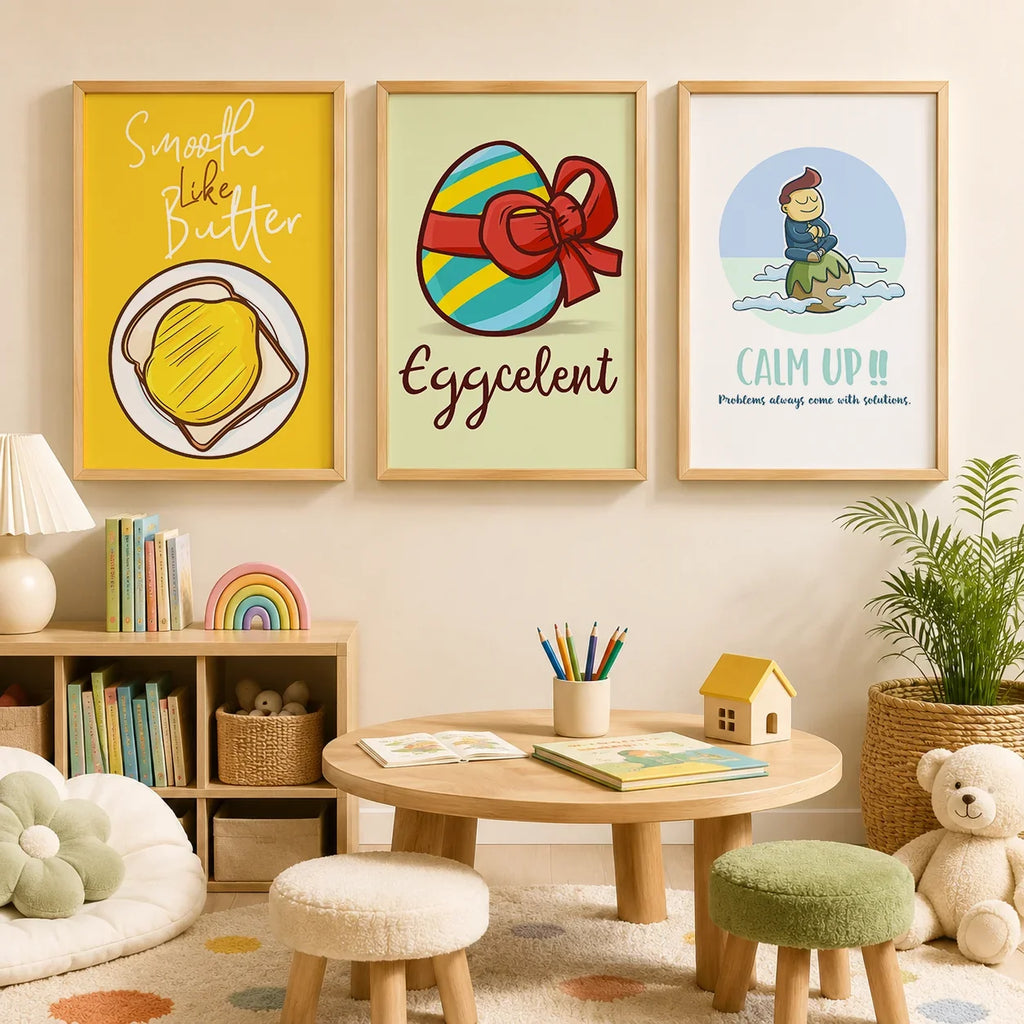Cartoon Animal Canvas Wall Art for Kids Nursery Room Decor