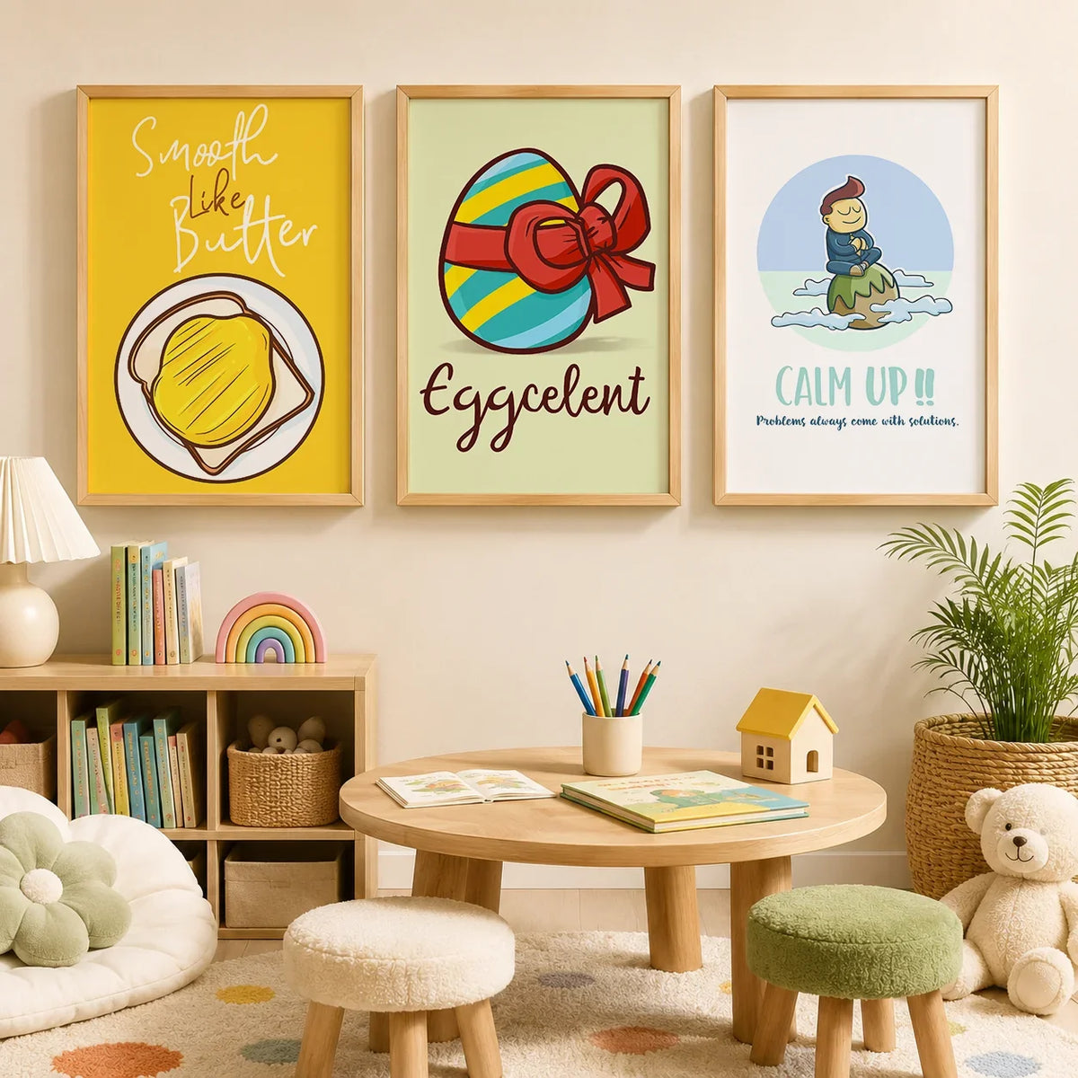 Cartoon Animal Canvas Wall Art for Kids Nursery Room Decor