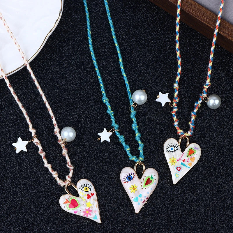 Handmade Knotted Rope Heart Pendant Necklace for Women