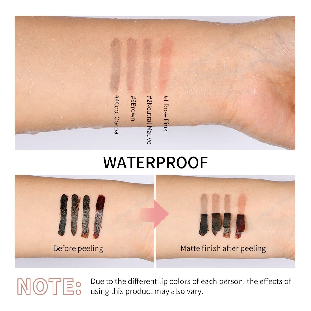 Peel Off Tattoo Lip Liner – Waterproof Matte Lip Stain, 4 Colors