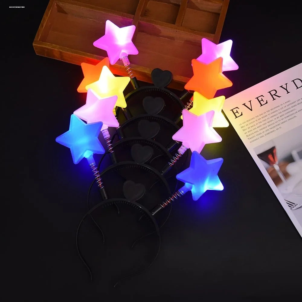 LED Shinning Bouncing Star Shape Headband Year Birthday Party Hair