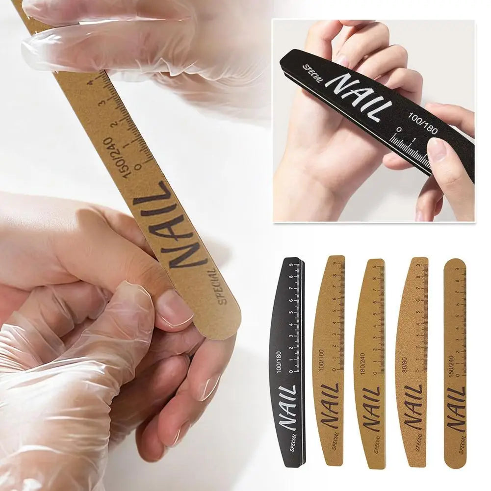 Double-Sided Nail Files 100/150/180/240 Grit with Scale Guide