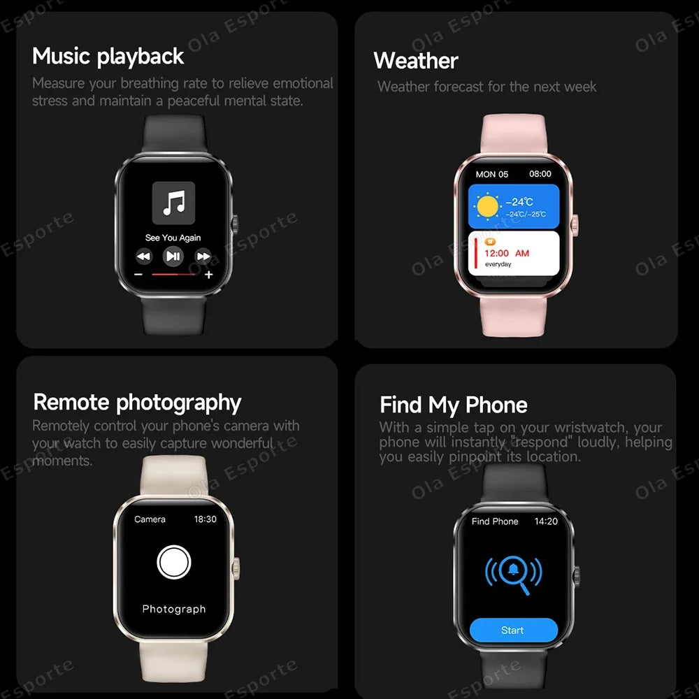 Smart Watch Bluetooth Calling, AI Voice & Heart Rate – Unisex