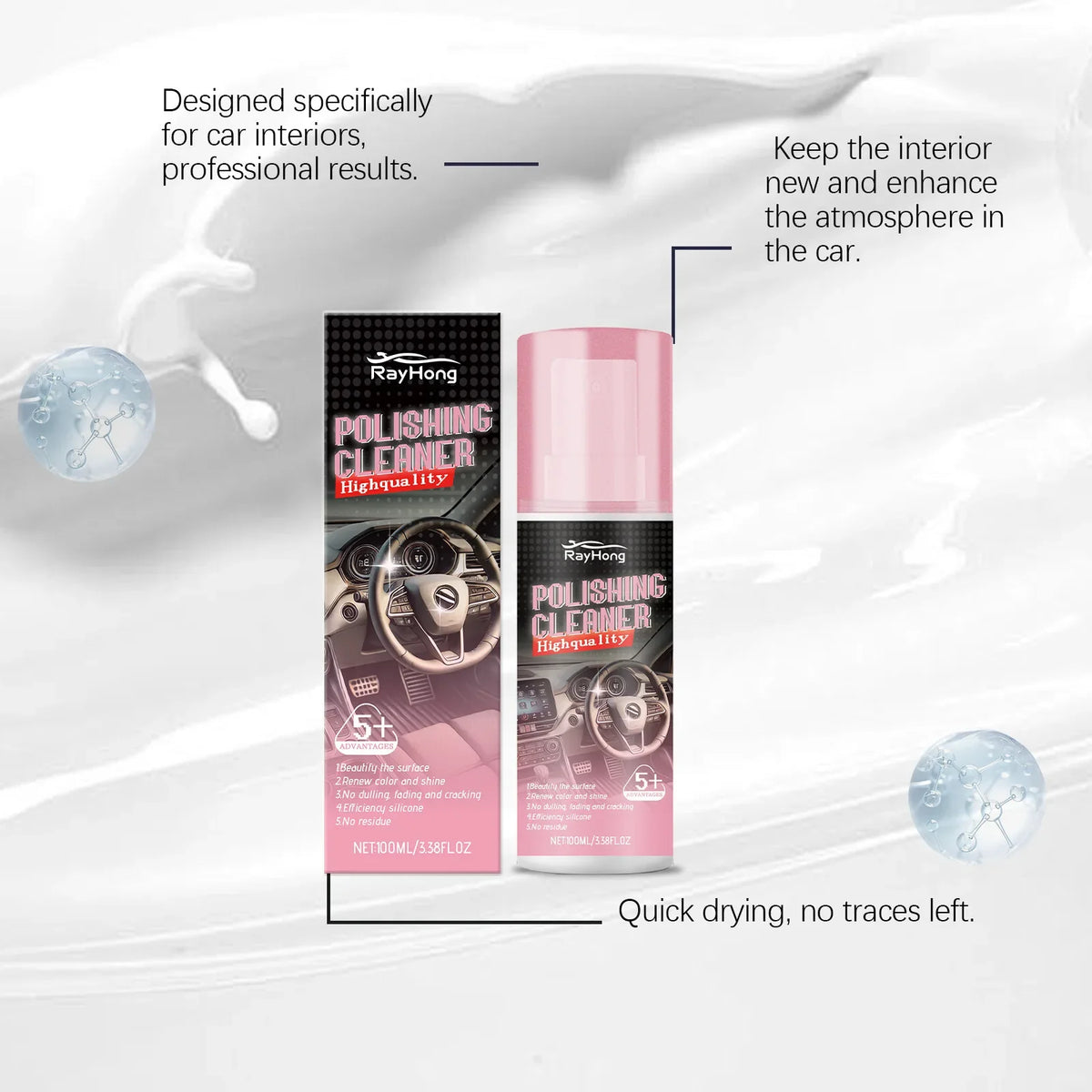 RayHong Car Interior Polish & Leather Cleaner | 100ml
