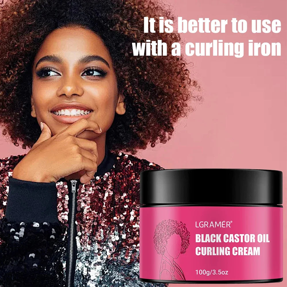 LGRAMÉR Black Castor Oil Curl Defining Anti-Frizz Cream 100g