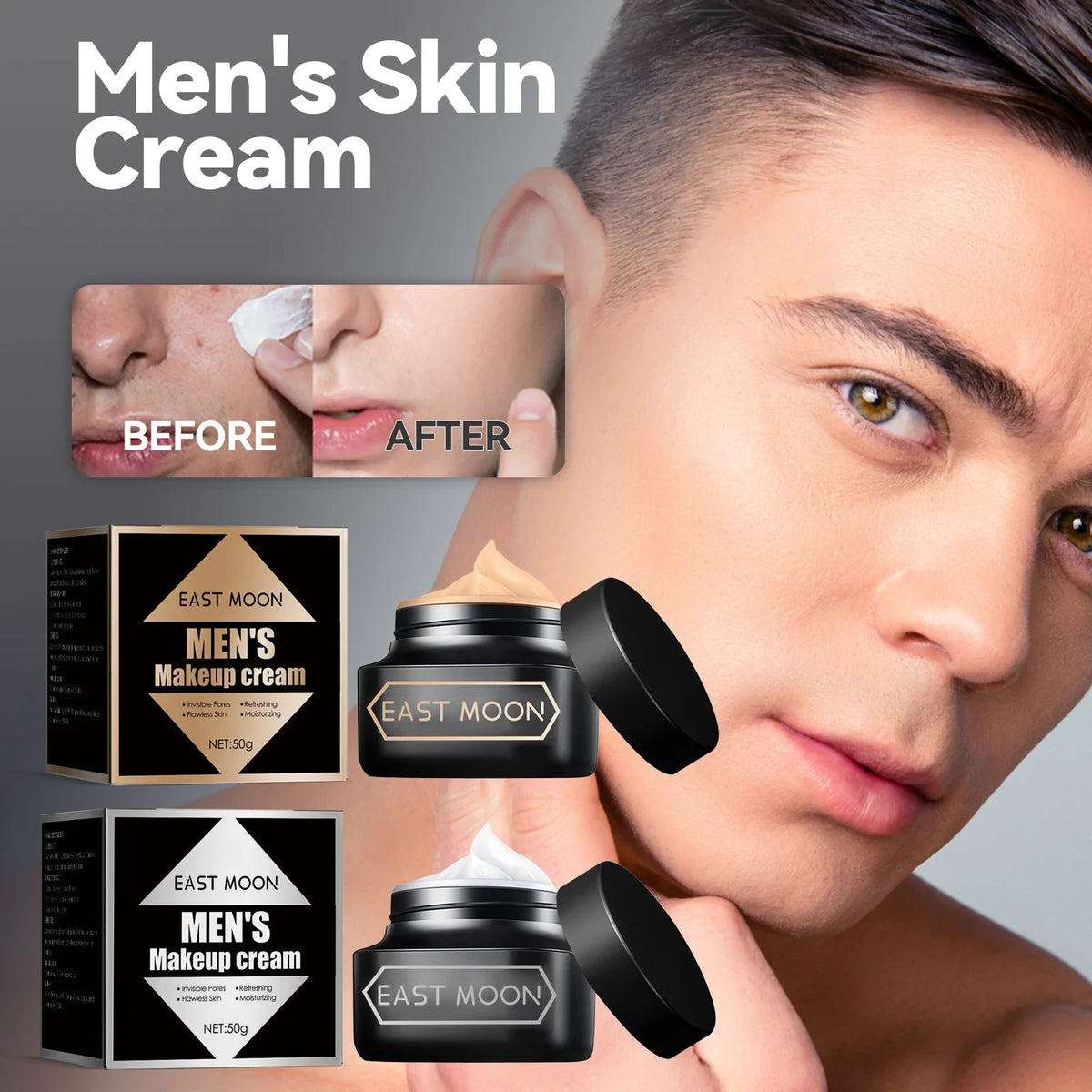East Moon Men's Tone-Up Cream | Brighten, Conceal & Hydrate