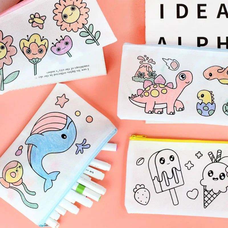 Non Woven Pen Bag DIY Coloring Stationery Kids Students Painting Toys