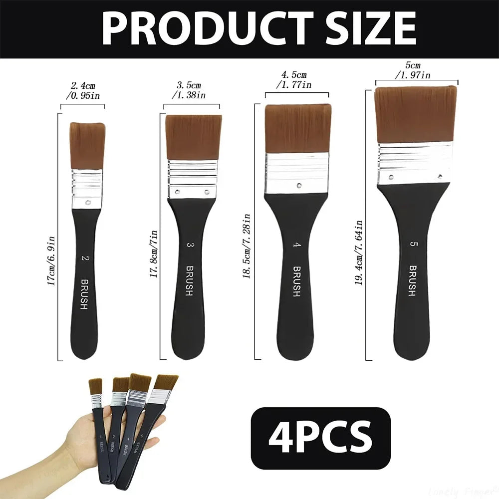 Flat Paint Brushes Set – Acrylic, Oil & Watercolor | Wooden Handle