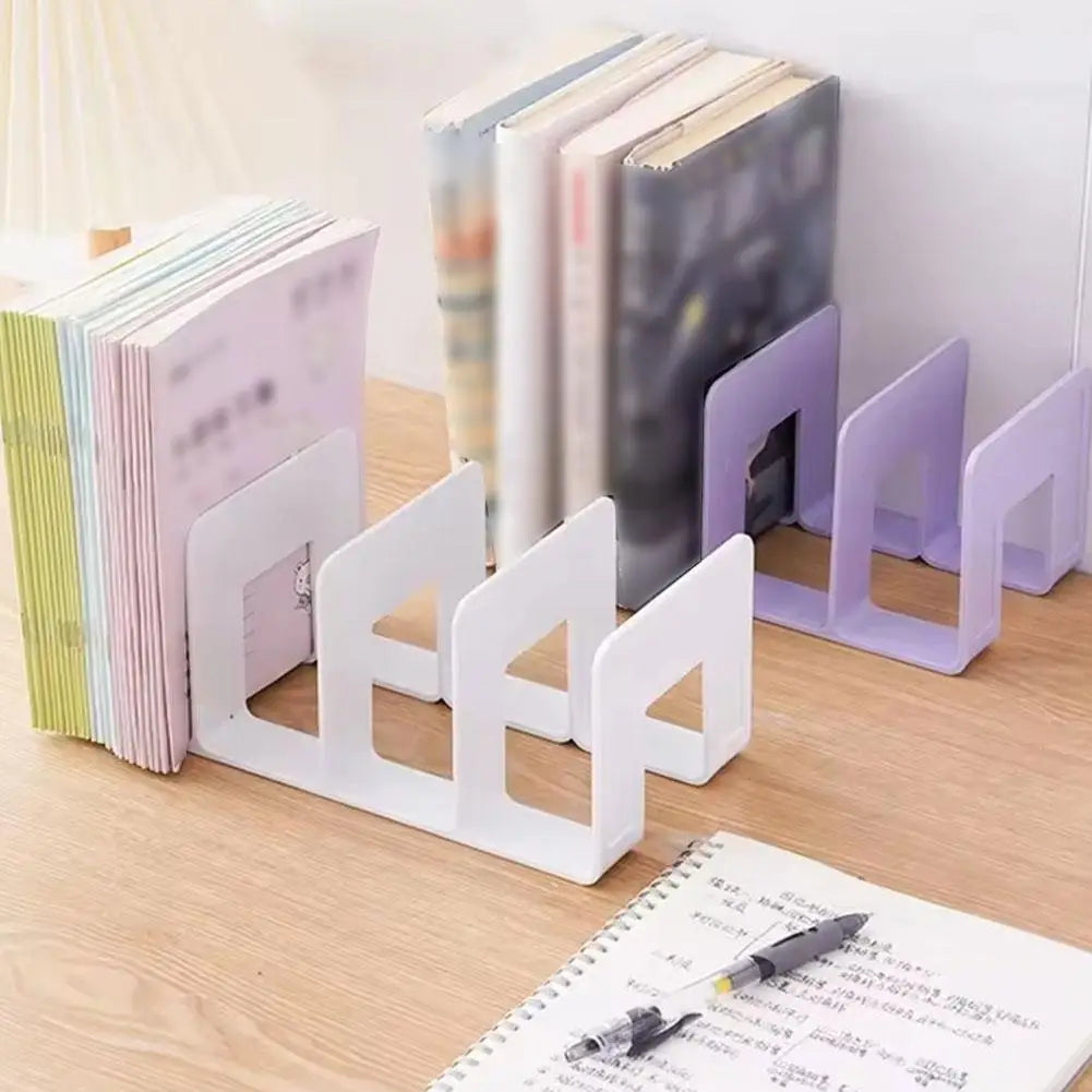 4-Compartment Plastic Book Stand & Desktop File Organizer
