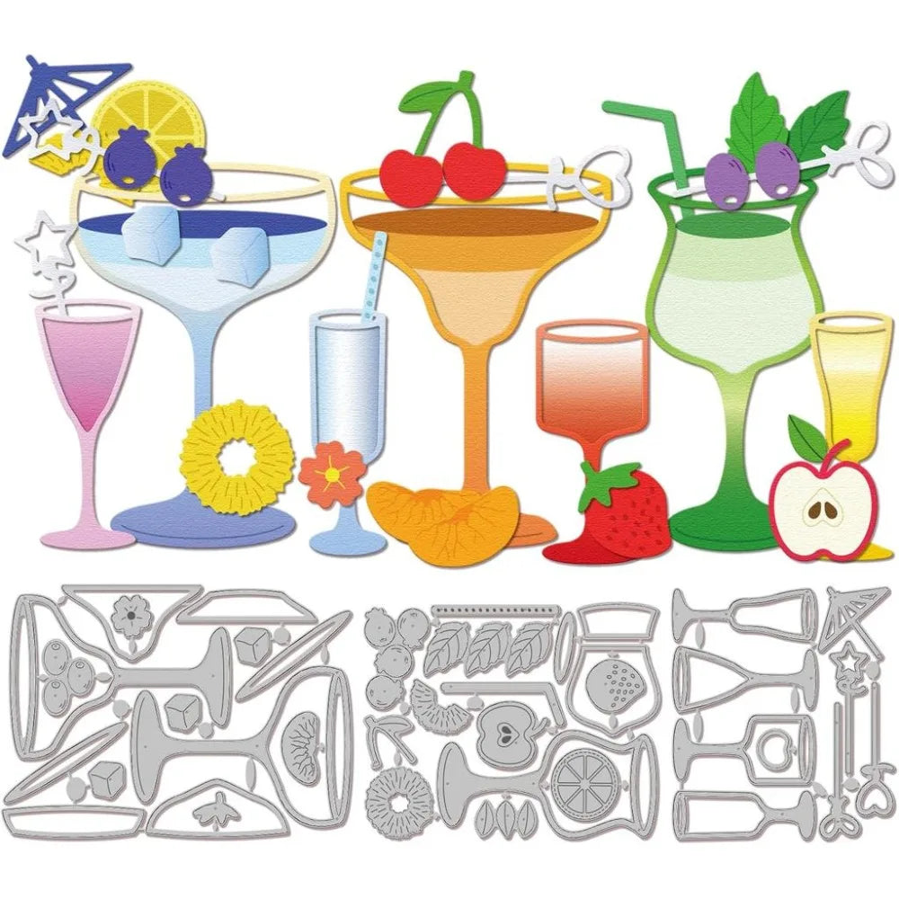 39pc Summer Cocktail Cutting Dies – Card Making & Scrapbooking
