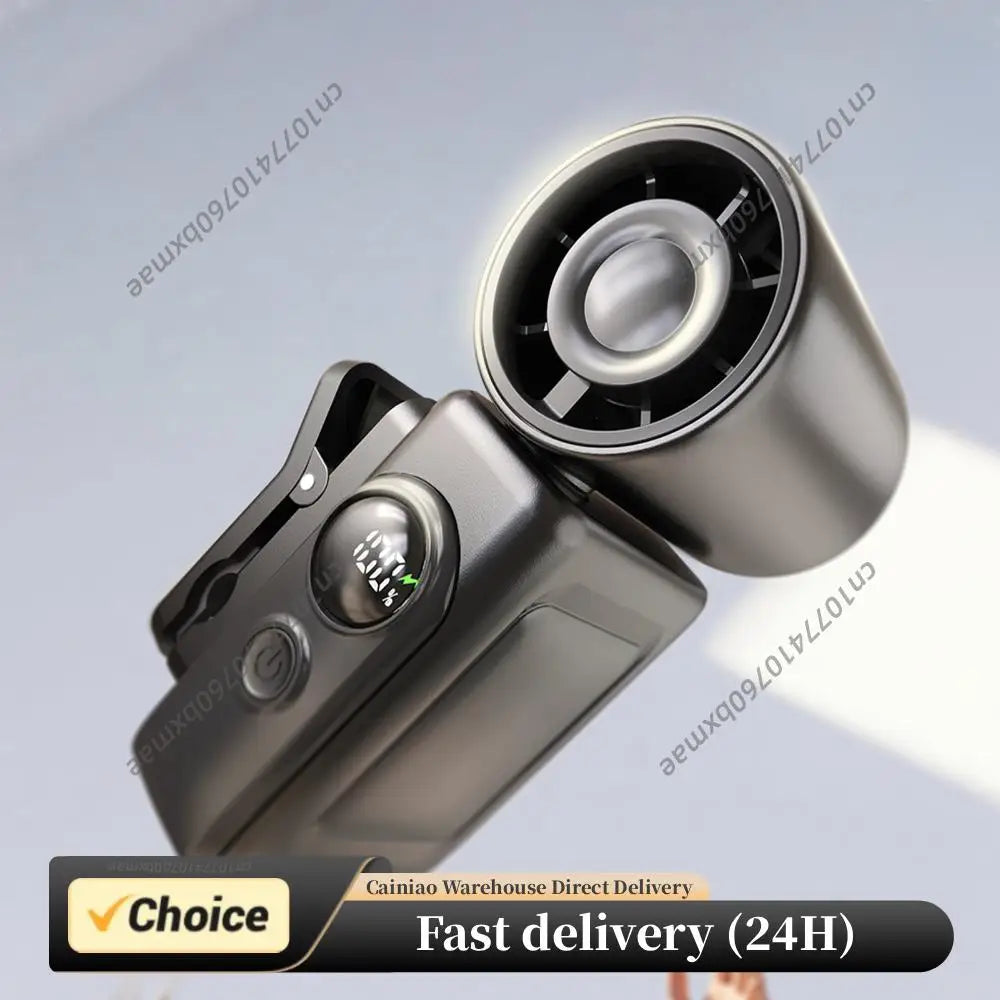 USB Rechargeable Cooling Fan LED Display Portable Clip-on Mini