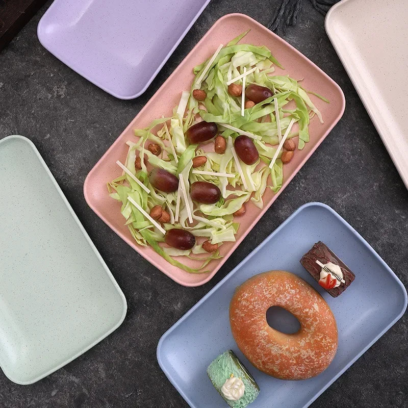 5-Pack Wheat Straw Rectangular Plates – Eco Tableware Set
