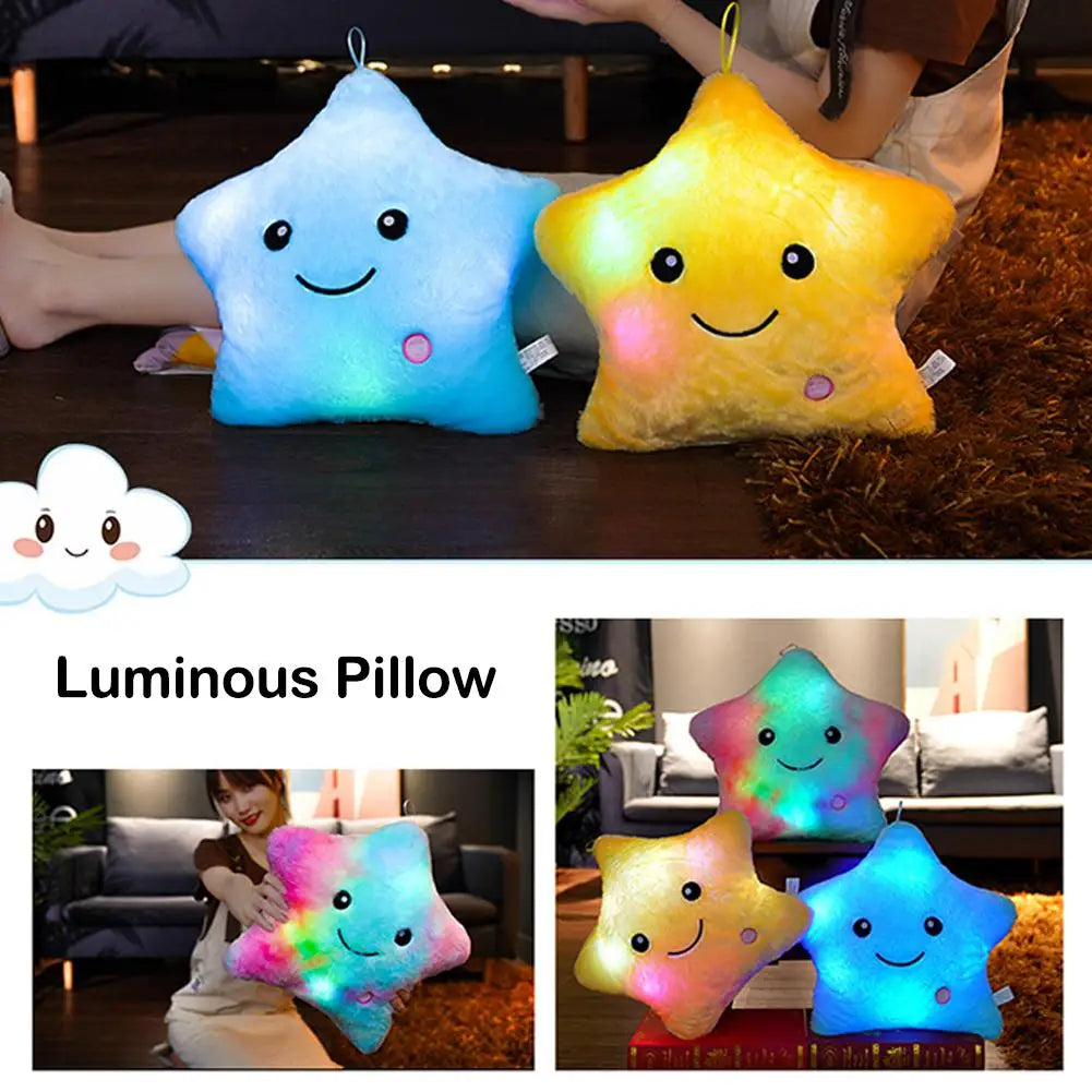 LED Glowing Star Plush Pillow – Light-Up Cushion Toy for Kids