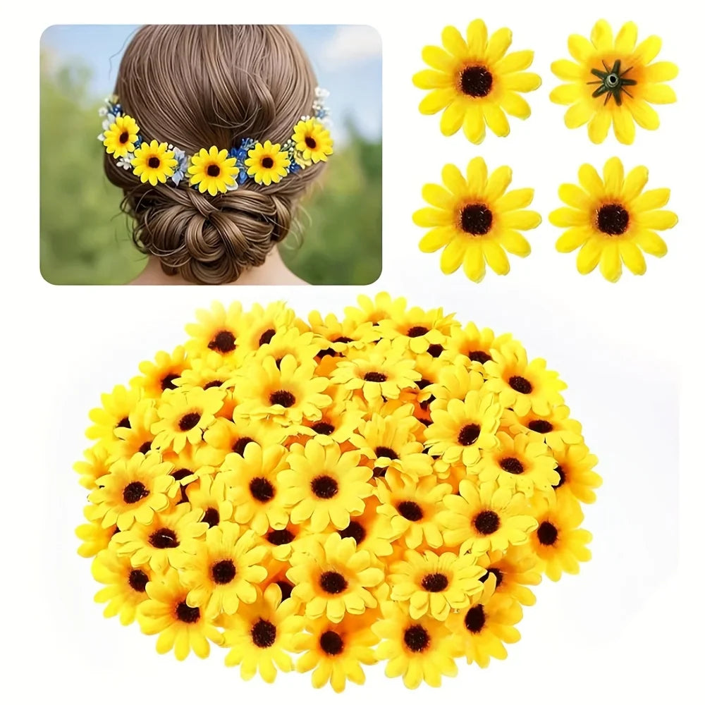 Artificial Fabric Sunflowers – Mini Fake Flowers for DIY & Decor