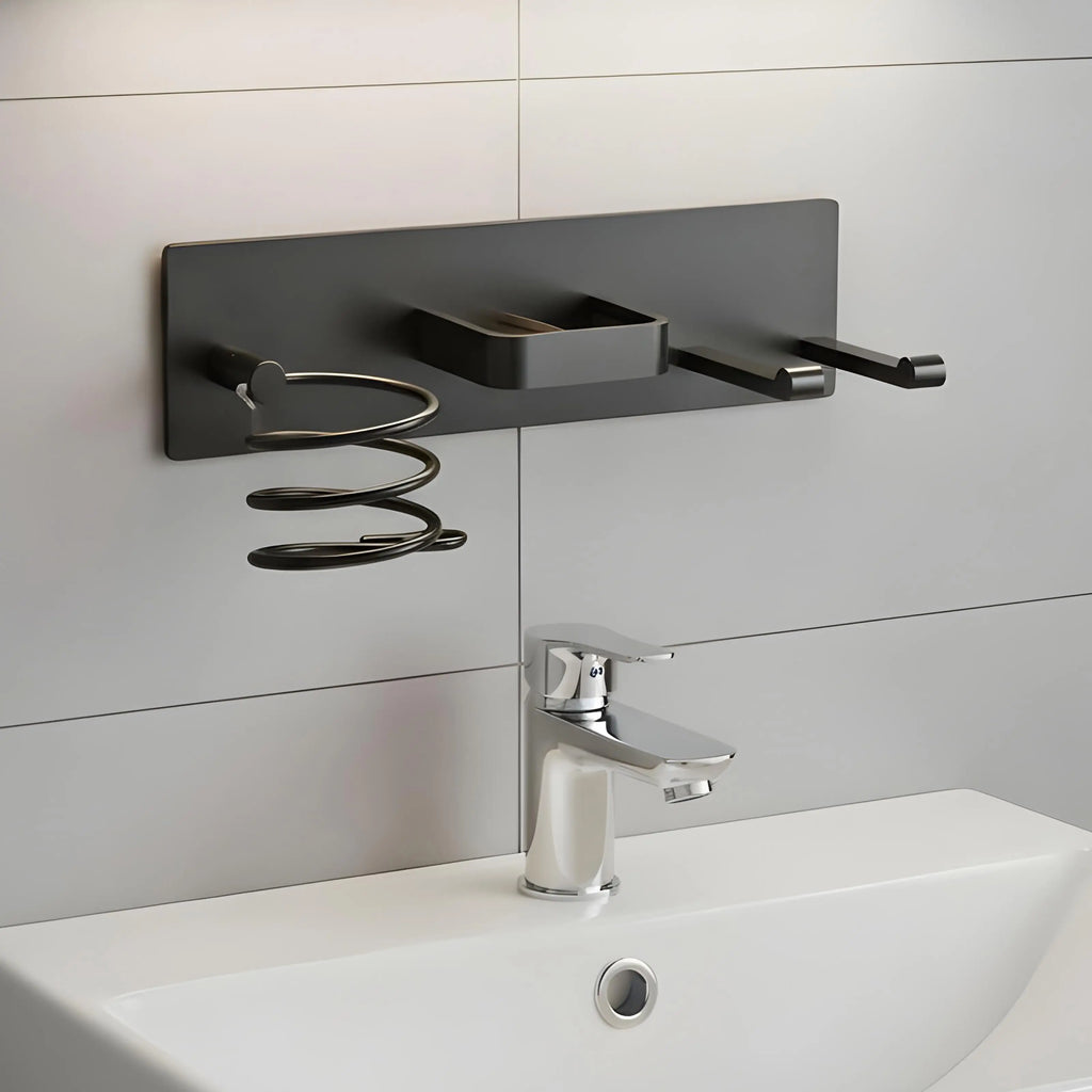Wall-Mounted Hair Dryer & Curling Iron Organizer Holder