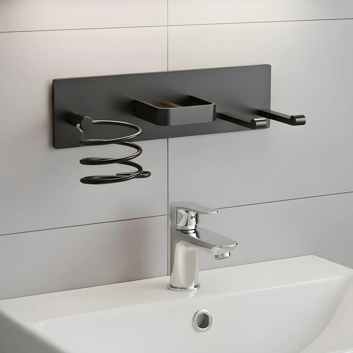 Wall-Mounted Hair Dryer & Curling Iron Organizer Holder