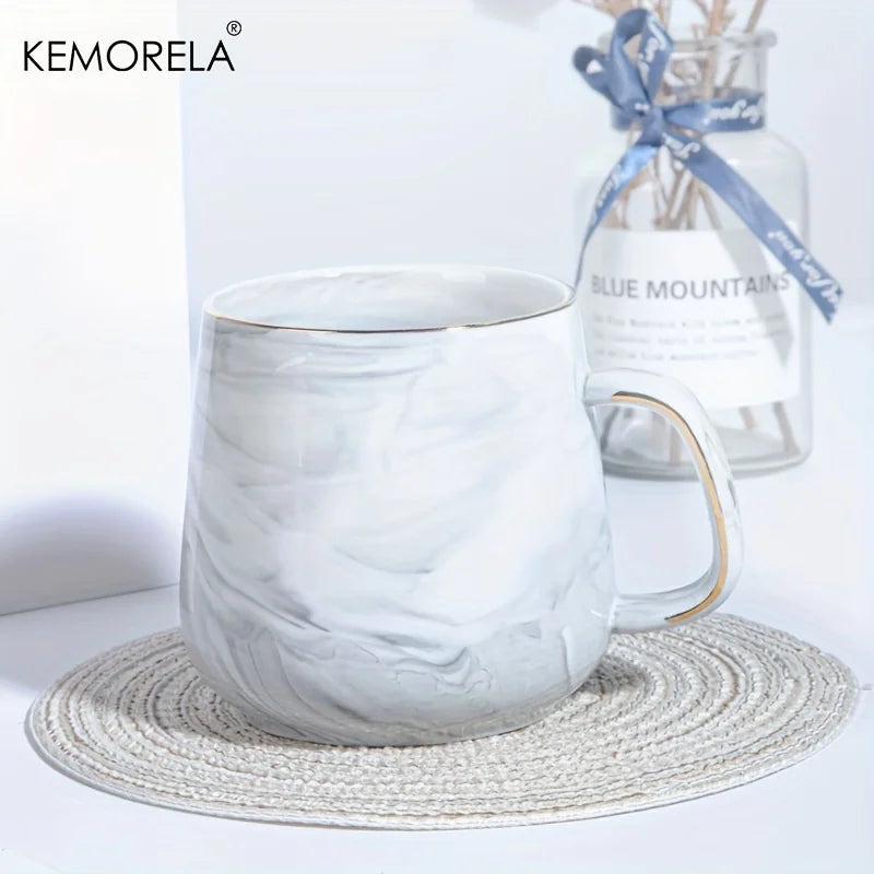KEMORELA 400ml Gold-Rimmed Ceramic Coffee Mug | Gift Idea