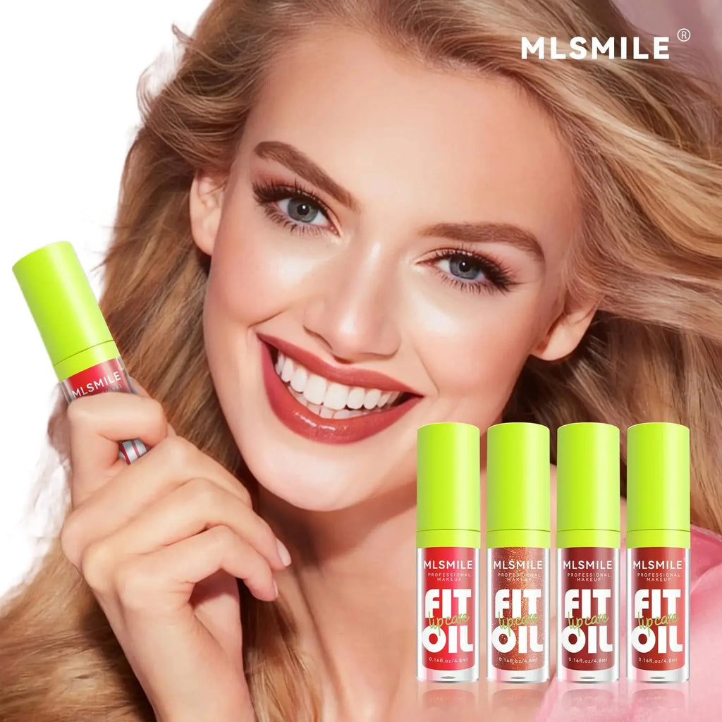 MLSMILE 4-Piece Mirror Pearl Lip Gloss Set – Hydrating Lip Oil