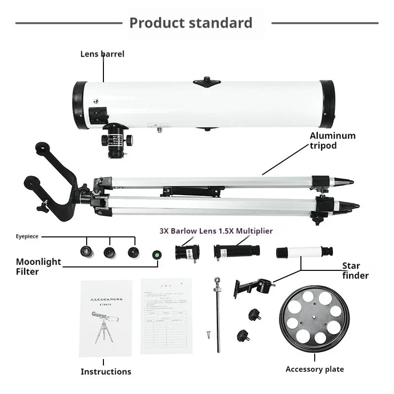 525x Astronomical Telescope – 114mm Refractor for Adults & Kids