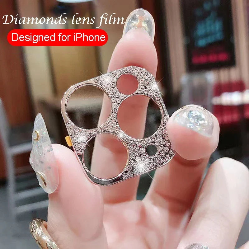 iPhone15 Metal Diamond-encrusted Lens Ring Protector Iphone 14 15 Max