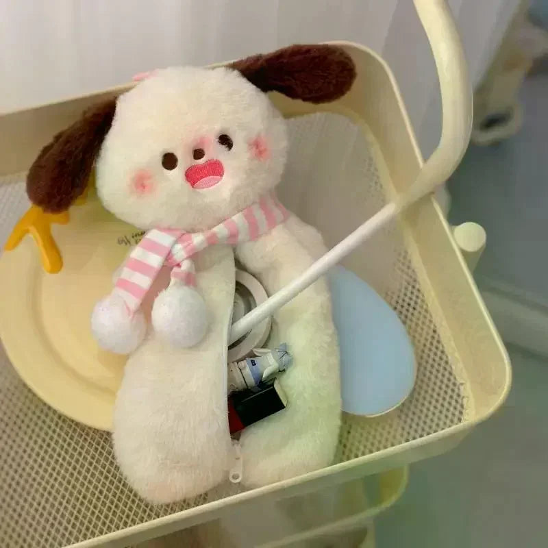 Cute Puppy Plush Pencil Case – Large Capacity Stationery Bag
