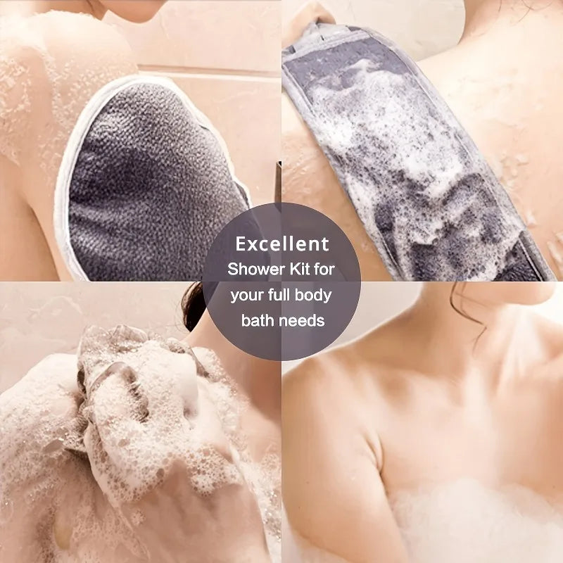 3-Piece Bath Exfoliating Set – Loofah, Glove & Back Scrubber