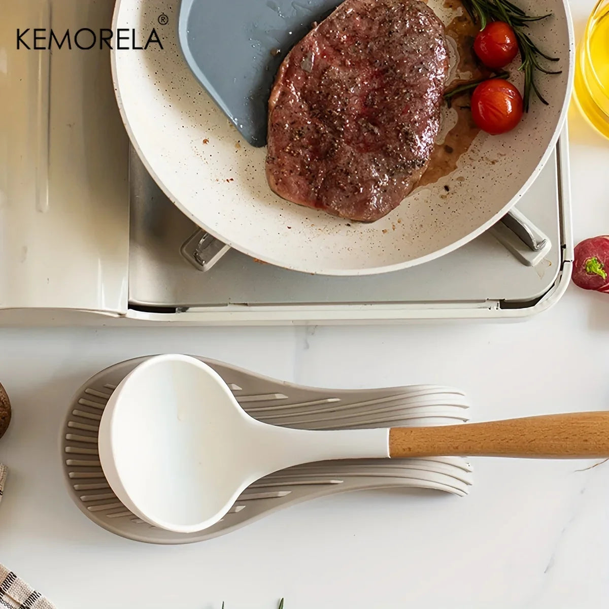 KEMORELA Silicone Spoon Rest – Heat-Resistant Utensil Holder