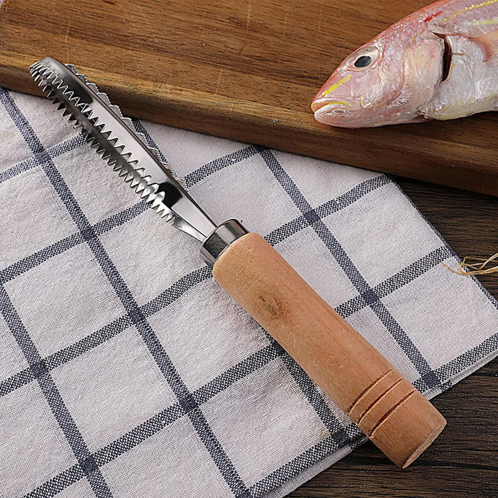 Stainless Steel Fish Scaler with Wooden Handle | Kitchen Tool