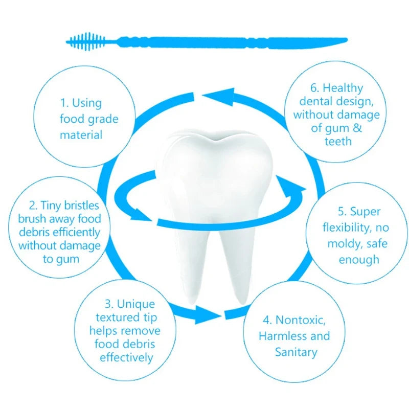 100-Pack Double Head Dental Toothpick Brush & Floss Picks