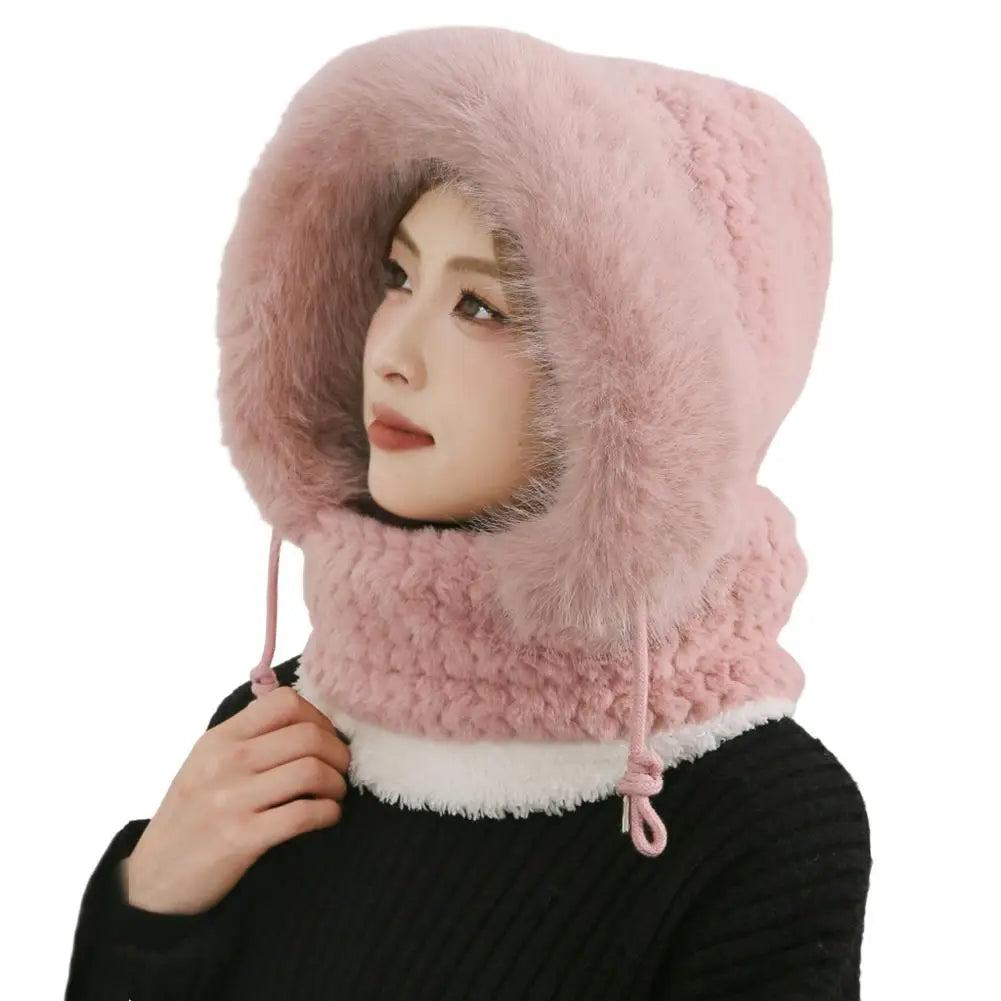 Winter Plush Hood Hat with Scarf & Ear Cover – Windproof