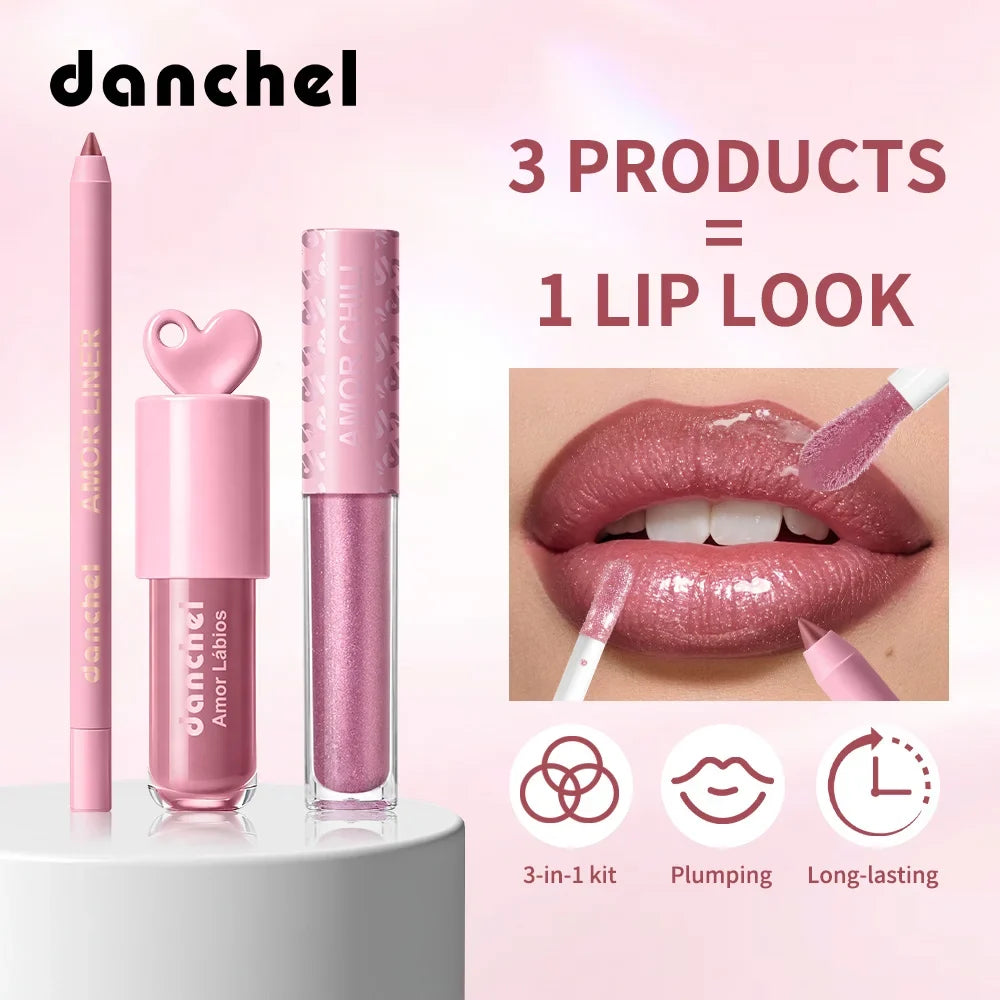 Heart-Shaped Lip Kit – Gloss, Glaze & Liner | High Shine