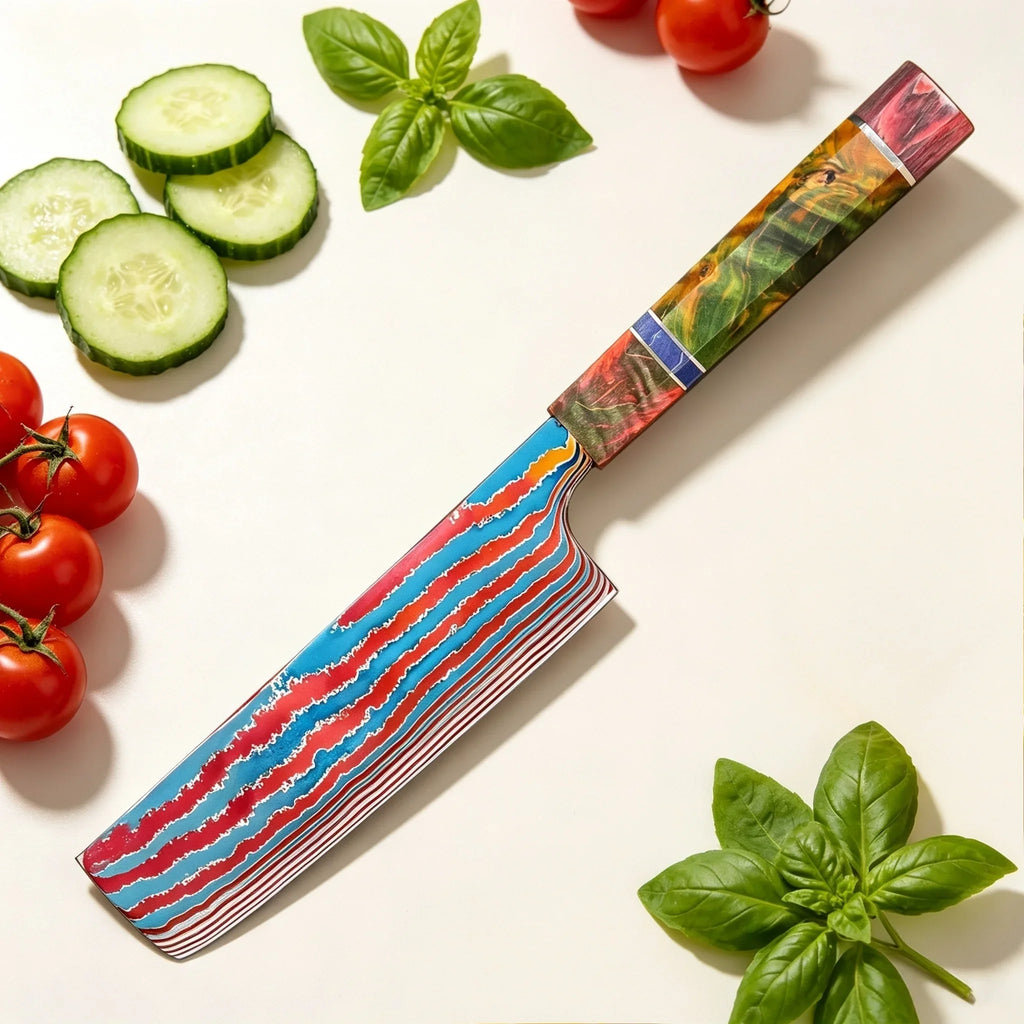 80-Layer Damascus Steel Chef Knife – Titanium Wood Handle