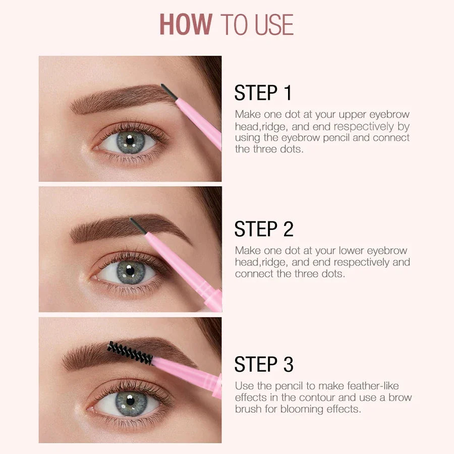 KAFURUX Ultra-Fine Waterproof Eyebrow Pencil – 6 Colors & Brush