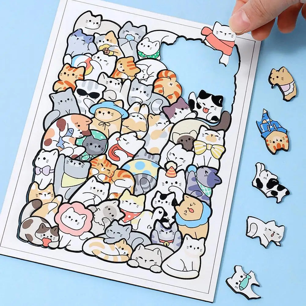 50-Piece Animal Wooden Jigsaw Puzzle – Cats, Dogs & More