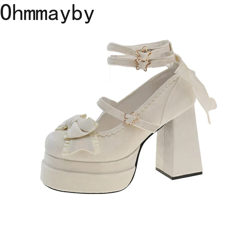 Women's Platform Mary Jane Heels – Lolita Butterfly-Knot Pumps