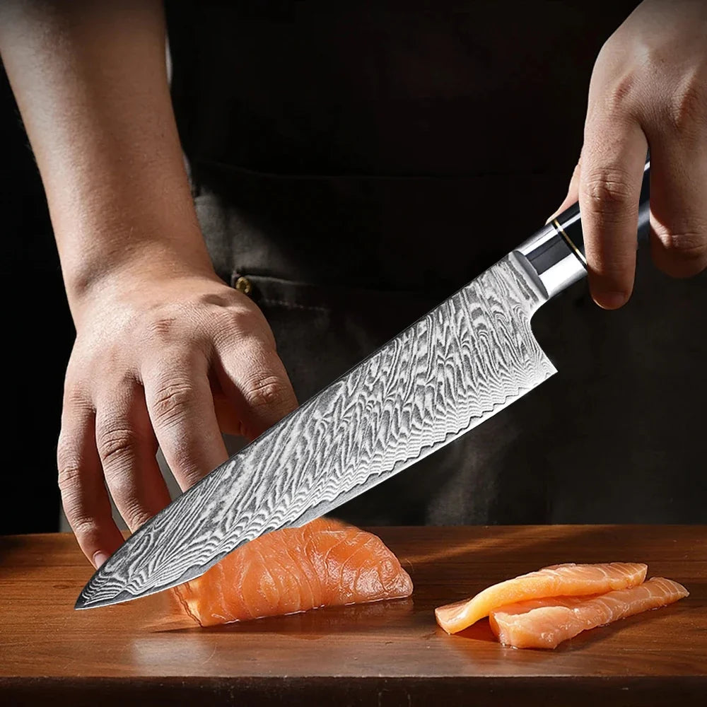 67-Layer Damascus Steel Chef Knife – Kitchen Cleaver Blade
