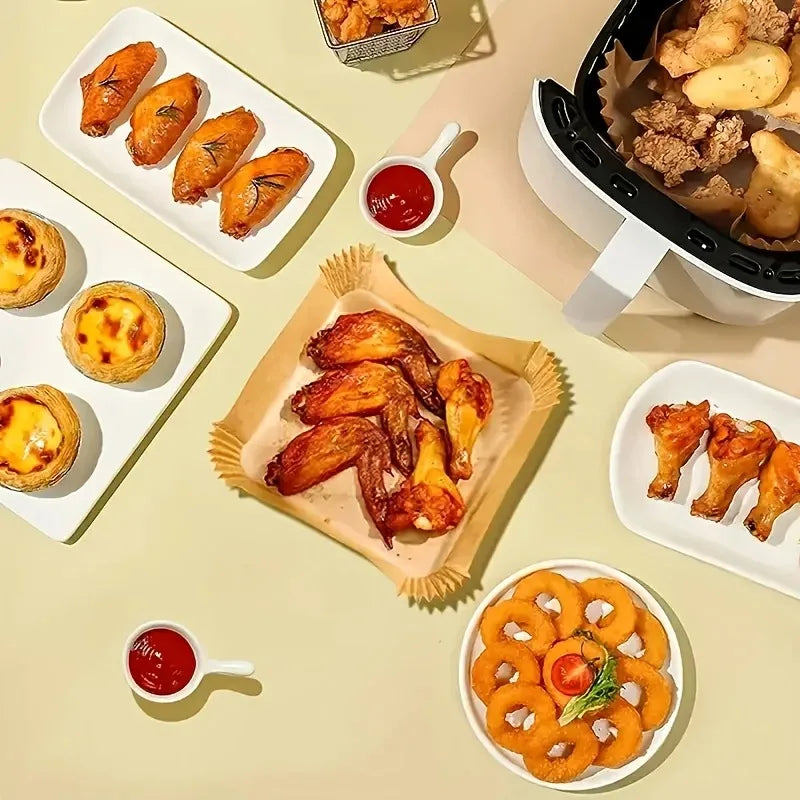 100-Piece Non-Stick Baking Paper Pads – Air Fryer & Oven