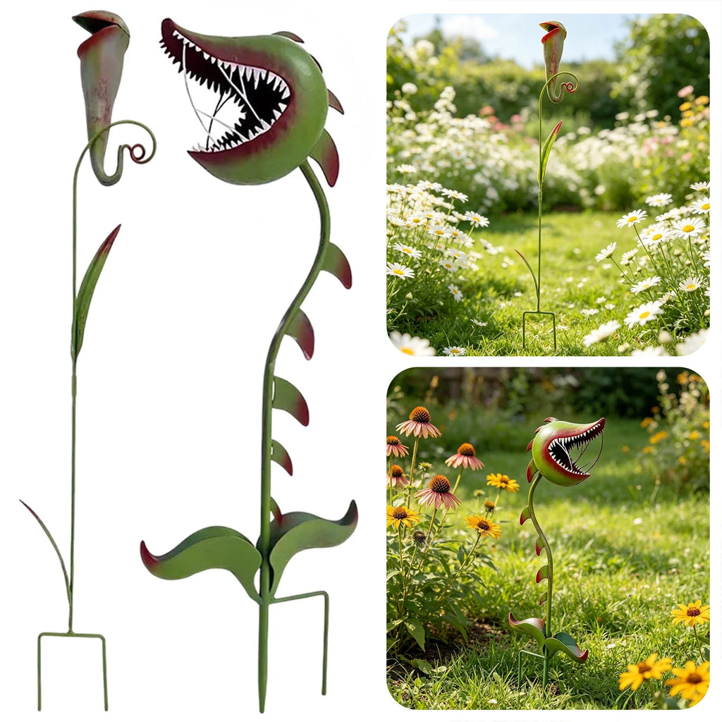 Metal Pitcher Plant Garden Stake – Whimsical Outdoor Yard Art