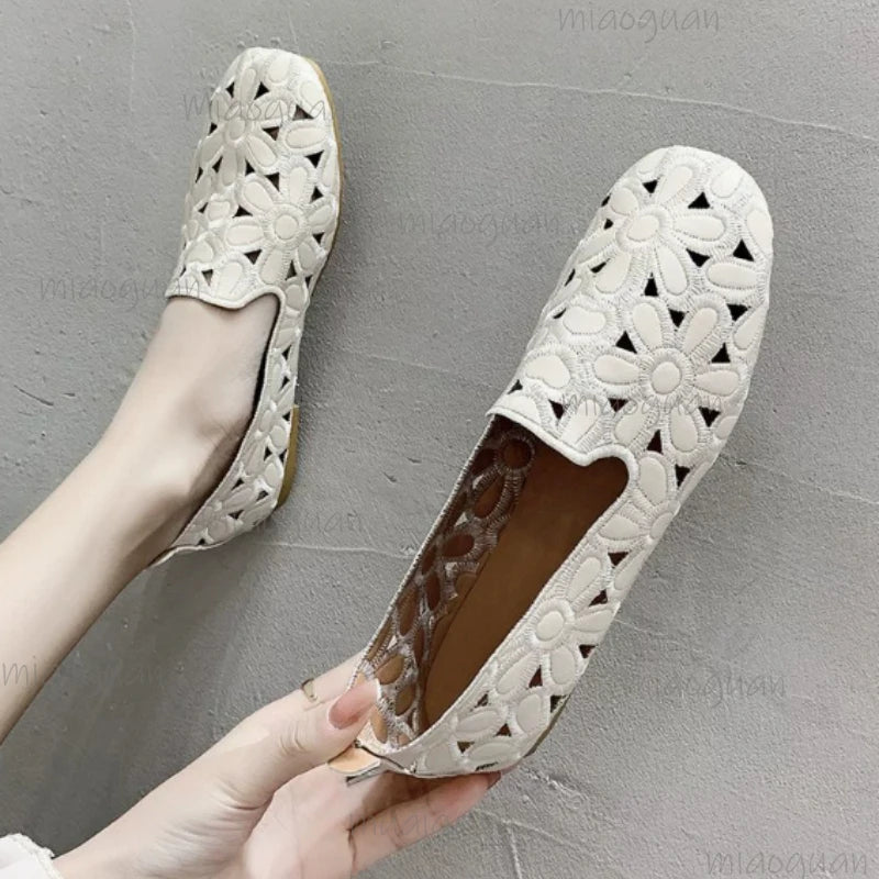 Women's Floral Mesh Slip-On Loafers | Breathable Summer Flats