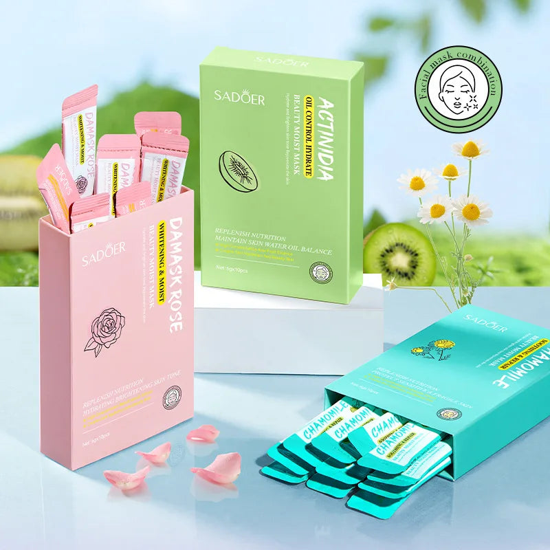 SADOER Rose & Kiwi Mud Face Mask – 10pc Moisturizing Set