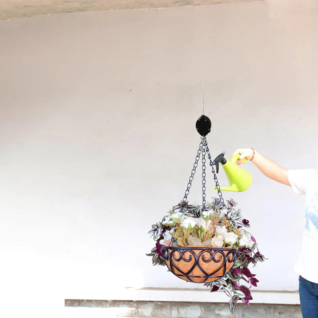 Resin Hanging Flower Pot with Chain | Outdoor Planter Basket