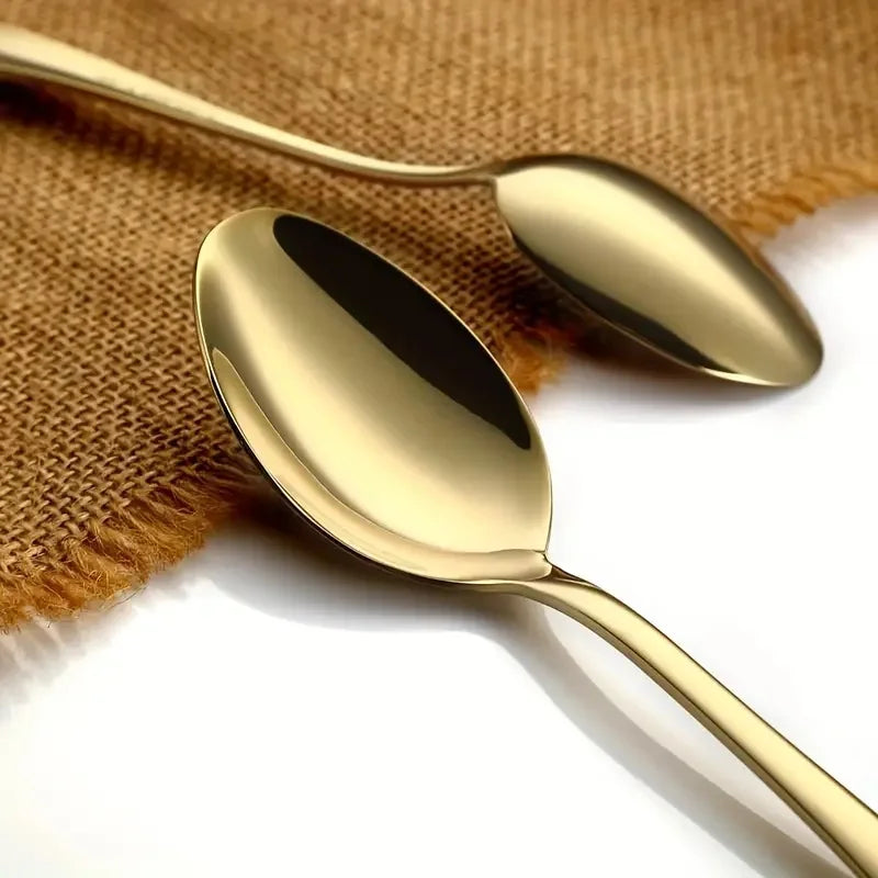 6-Piece Gold Stainless Steel Teaspoons – Coffee Spoon Set