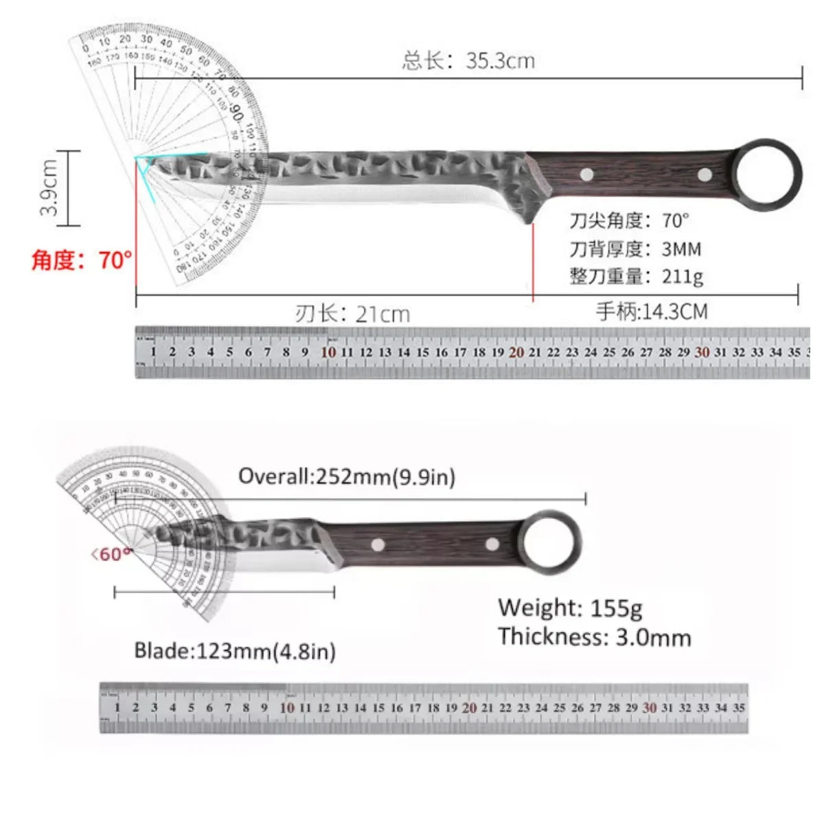 Handmade Forged Boning Knife – Stainless Steel & Wood Handle