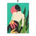 Abstract African Woman Floral Canvas Wall Art | Nordic Print