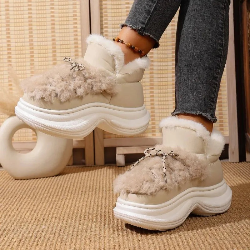 Women's Plush Ankle Boots – Thick Platform Winter Fur Boots