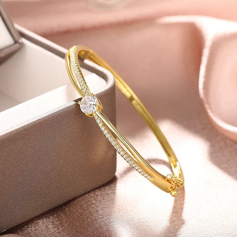 Huitan Cross Bangle Bracelet – Cubic Zirconia Women's Jewelry