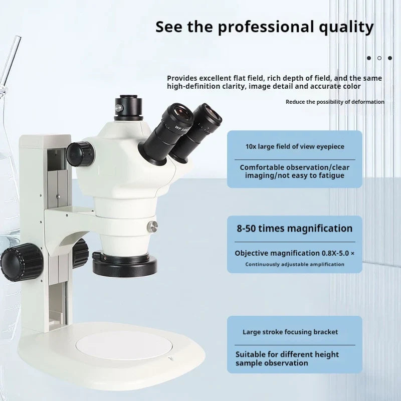 HD Trinocular Stereo Microscope with CCD Industrial Camera